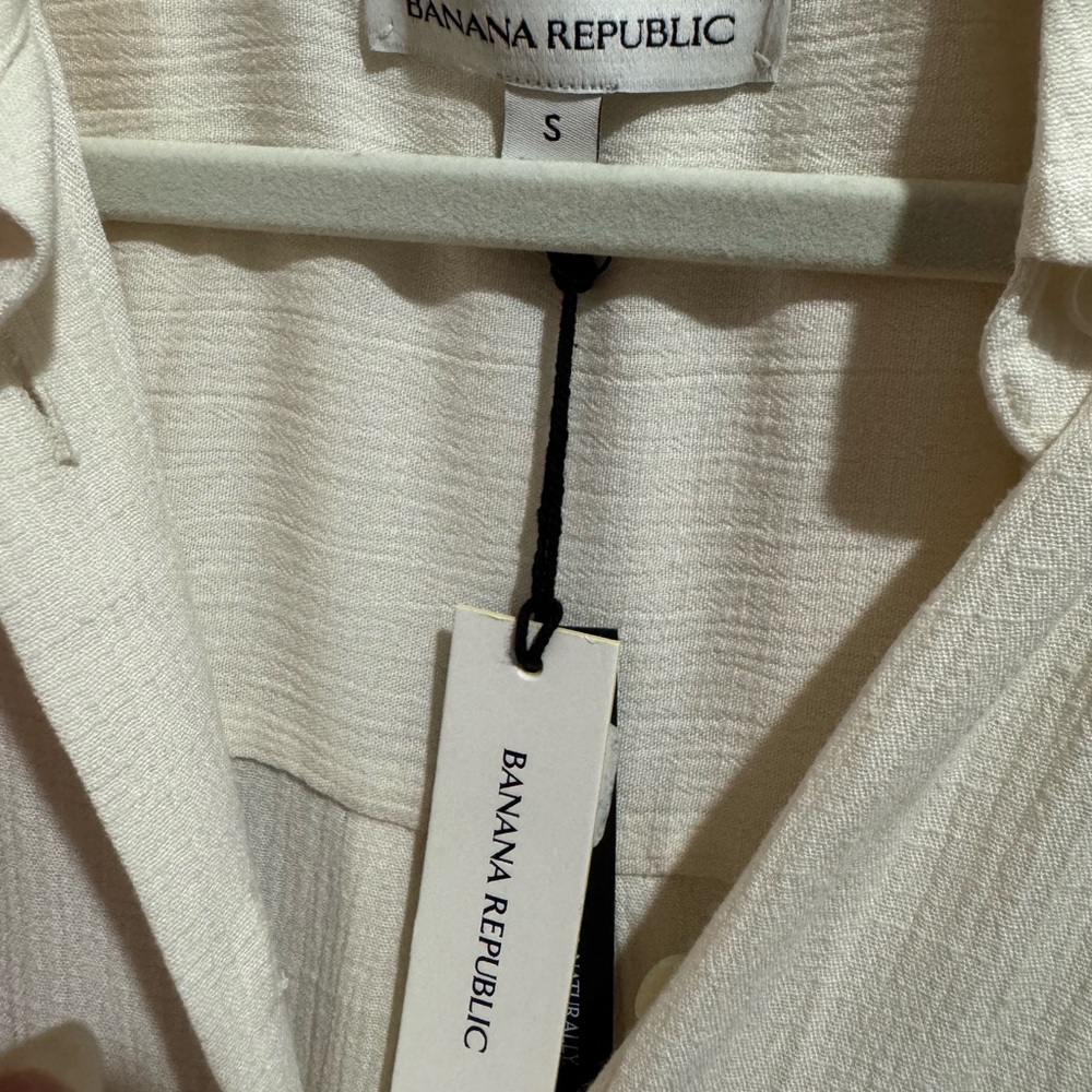 NWT Banana Republic Cream White Textured Gauze Shirt Dress Size S - Picture 5 of 5